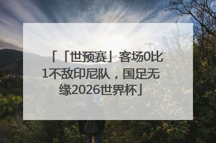 「世预赛」客场0比1不敌印尼队，国足无缘2026世界杯