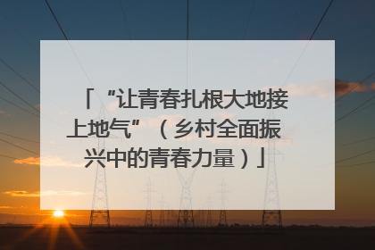 “让青春扎根大地接上地气”（乡村全面振兴中的青春力量）