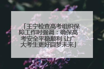 王宁检查高考组织保障工作时强调：确保高考安全平稳顺利 让广大考生更好圆梦未来