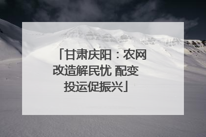 甘肃庆阳：农网改造解民忧 配变投运促振兴