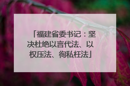 福建省委书记：坚决杜绝以言代法、以权压法、徇私枉法