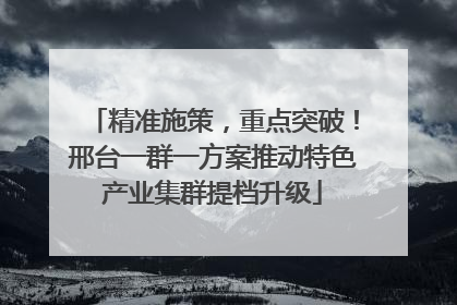 精准施策，重点突破！邢台一群一方案推动特色产业集群提档升级