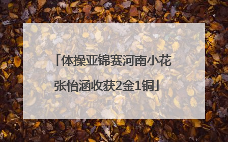 体操亚锦赛河南小花张怡涵收获2金1铜
