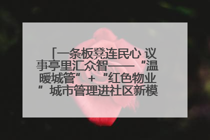 一条板凳连民心 议事亭里汇众智——“温暖城管”+“红色物业”城市管理进社区新模式绘就城市管理社区治理新画卷