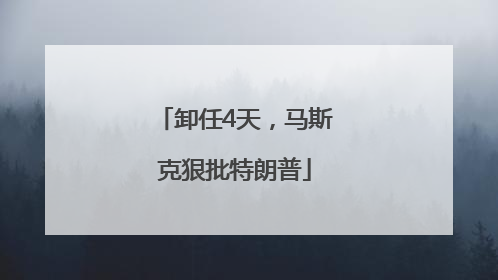 卸任4天，马斯克狠批特朗普
