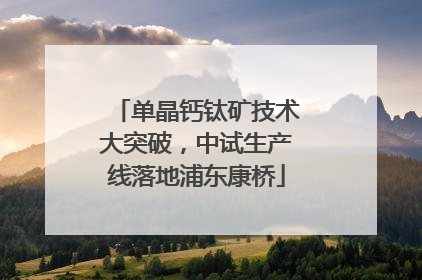 单晶钙钛矿技术大突破，中试生产线落地浦东康桥
