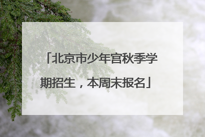 北京市少年宫秋季学期招生，本周末报名
