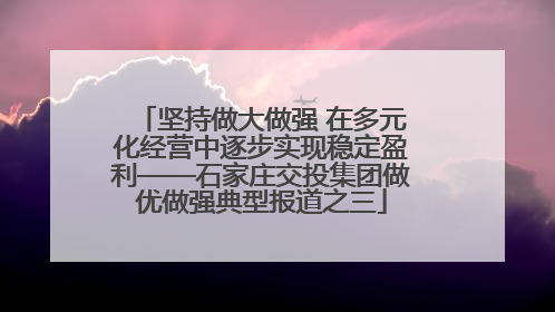 坚持做大做强 在多元化经营中逐步实现稳定盈利——石家庄交投集团做优做强典型报道之三