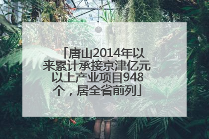 唐山2014年以来累计承接京津亿元以上产业项目948个，居全省前列