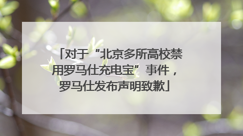 对于“北京多所高校禁用罗马仕充电宝”事件，罗马仕发布声明致歉