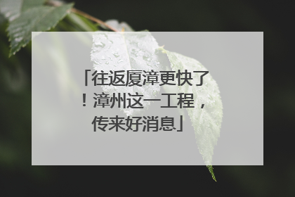 往返厦漳更快了！漳州这一工程，传来好消息