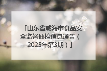 山东省威海市食品安全监督抽检信息通告（2025年第3期）