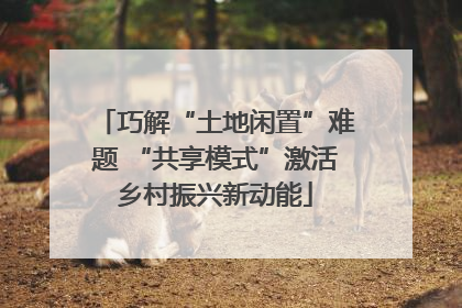 巧解“土地闲置”难题 “共享模式”激活乡村振兴新动能
