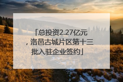 总投资2.27亿元，洛邑古城片区第十三批入驻企业签约