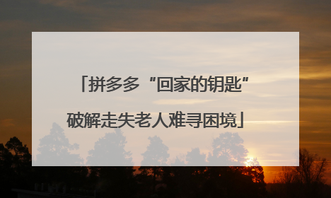 拼多多“回家的钥匙”破解走失老人难寻困境