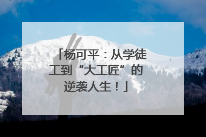 杨可平：从学徒工到“大工匠”的逆袭人生！
