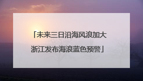 未来三日沿海风浪加大 浙江发布海浪蓝色预警