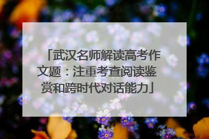 武汉名师解读高考作文题：注重考查阅读鉴赏和跨时代对话能力