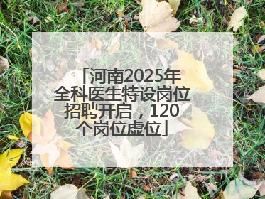 河南2025年全科医生特设岗位招聘开启，120个岗位虚位
