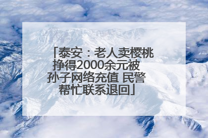 泰安：老人卖樱桃挣得2000余元被孙子网络充值 民警帮忙联系退回