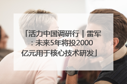 活力中国调研行｜雷军：未来5年将投2000亿元用于核心技术研发