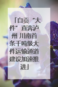 自贡“大件”直奔泸州 川南首条千吨级大件运输通道建设加速推进