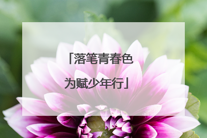 落笔青春色 为赋少年行
