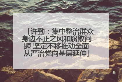 许勤：集中整治群众身边不正之风和腐败问题 坚定不移推动全面从严治党向基层延伸